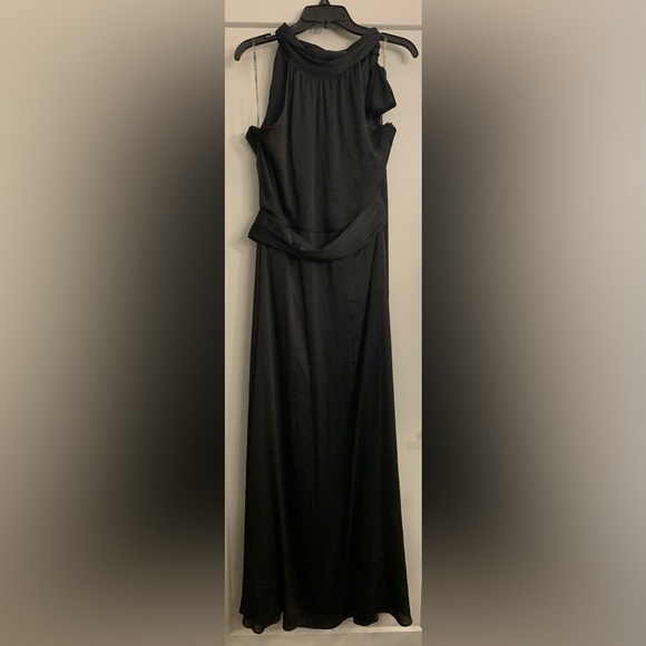 Sachin & Babi Black Kayla Halter Gown size 10 Elegant Satin Tie Neck Maxi NWOT - Picture 6 of 11